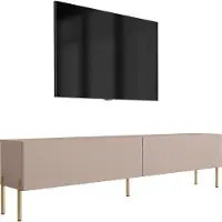 3Xeliving TV-Schrank : Karamellbraun, 170 x 52 x 32 cm, Goldene Beine