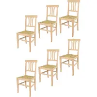 STOCK LINE t m c s Tommychairs - 6er Set Stühle ARTEMISIA für Küche und Esszimmer, robuste Struktur aus poliertem Buchenholz, unbehandelt und 100% natürlich, Sitzfläche aus echtem Stroh