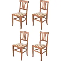 STOCK LINE t m c s Tommychairs - 4er Set Stühle ARTEMISIA für Küche und Esszimmer, robuste Struktur aus lackiertem Buchenholz in der Farbe Helles Nussbraun und gepolsterte Sitzfläche mit Liseré Stoff bezogen