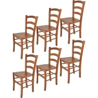 STOCK LINE t m c s Tommychairs - 6er Set Stühle VENICE für Küche und Esszimmer, robuste Struktur aus lackiertem Buchenholz im Farbton Kirschholz und Sitzfläche aus Holz
