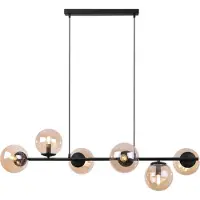 Light11 HOME Siena Schwarze Hängelampe 6 Flache Honigschirme E14