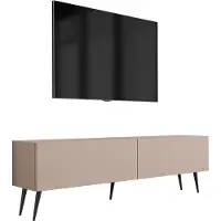 3Xeliving TV-Schrank : Karamellbraun, 140 x 52 x 32 cm, schwarze Beine
