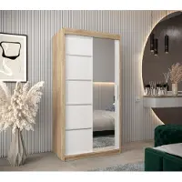 Minio Kleiderschränk 100 cm VERONA 2 Sonoma / Weiß
