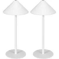 Fortuna Lai Tischlampe 2er Set Tischleuchte mit 3 Lichtfarben, Aufladbare USB A+C Nachttischlampe mit Touch-Schalter für Wohnzimmer, Schlafzimmer Metall, Weiß