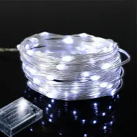 Rosikey 5M Akku Lichterkette Weiß PVC IP65 Wasserdicht LED Lichterketten Innen Garten Party Weihnachten Beleuchtung Deko, Dauerlichtmodus