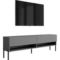 3Xeliving TV-Lowboard 170 cm Anthrazit, gerade goldene Beine, 170 × 32 × 52 cm