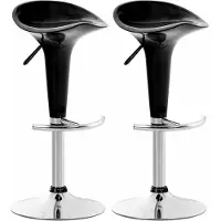 In And OutdoorMatch Barhocker Alvina Austin - Schwarz - Chrom - Modernes Design - Fußstütze - Für Küche und Bar - Sitzfläche aus Kunststoff