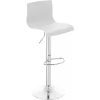 In And OutdoorMatch Barhocker Justus - weiß - Kunststoffsitz - verchromte Beine - höhenverstellbar - Sitzhöhe 59 bis 80 cm - deluxe
