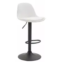 In And OutdoorMatch Barhocker Reginald - Weiß/Schwarz - Modernes Design - 1er-Set - Rückenlehne - Fußstütze - Für Küche und Bar - Gepolsterte Sitzfläche - Kunstleder