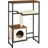 In And OutdoorMatch Kratzbaum Vallie - 2 in 1 - Aufbewahrungsplanke - Für Katzen - Weiche Katzenbett-Hängematte - Katzenspielzeug - Geeignet für kleine und große Kätzchen - 114cm