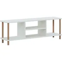 In And OutdoorMatch TV-Möbel Edna - 120 x 29 x 43 cm - Weiß - Spanplatte - Buchenholz - Stilvolles Design