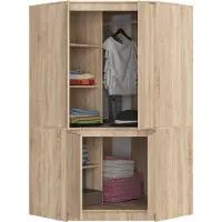 BDW Eckschrank Schlafzimmer, Kleiderschrank, Eckkleiderschrank, Sonoma-Eiche