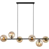 Light11 HOME Hängelampe Siena, schwarz und gold, 6 flache Lampenschirme, Honigfarbe, E14