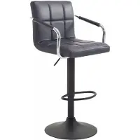 In And OutdoorMatch Luxus Barhocker Floy - Schwarz - Modernes Design - Rückenlehne - Fußstütze - Armlehne - Für Küche und Bar - Gepolsterte Sitzgelegenheit - Kunstleder