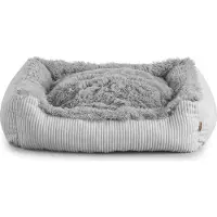 POOM Hundebett Shaggy – Weiches, waschbares Hundekissen für kleine Hunde mit Farb- und Größenwahl (XL - 100x75, Grau)