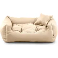 POOM Hundebett NEO – Bequeme Hundeliege aus strapazierfähigem Stoff, langlebiges Hundekissen in hoher Qualität (L - 90x75, Beige)