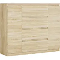 3Xeliving Kommode, Farbe: Sonoma, 140 x 39 x 101 cm, mit 2 Türen und 4 Schubladen