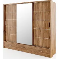 MINIO go for it , Kleiderschrank, Schiebetürschrank,"ARTI 1", 250cm, mit Beleuchtung, Stirling Eiche Farbe
