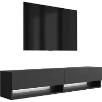 3Xeliving TV-Lowboard 170 cm Mattschwarz, LED weiß, 170 × 32 × 34 cm