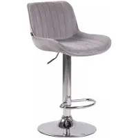 In And OutdoorMatch Barhocker Stefanie - Hellgrau Chrom - Sitzhöhe 60-82 cm - 2er Set - Höhenverstellbar - Für Küche und Bar - Mit Rückenlehne - Ergonomische Barstühle