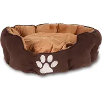 H4L Hundebett braun 62x52cm Hundekissen Hundekörbchen waschbar