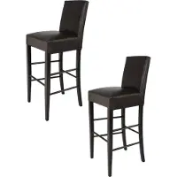 STOCK LINE t m c s Tommychairs - 2er Set moderne Barhocker LUISA, robuste struktur aus lackiertem Buchenholz Farbe Wengeholz, gepolstert und mit Kunstleder in der Farbe Braun bezogen