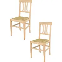 STOCK LINE t m c s Tommychairs - 2er Set Stühle ARTEMISIA für Küche und Esszimmer, robuste Struktur aus poliertem Buchenholz, unbehandelt und 100% natürlich, Sitzfläche aus echtem Stroh