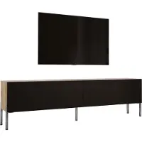 3Xeliving TV-Schrank : Wotan-Eiche / Mattschwarz mit Beinen in Chrom, 170 x 52 x 32 cm