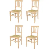 STOCK LINE t m c s Tommychairs - 4er Set Stühle ARTEMISIA für Küche und Esszimmer, robuste Struktur aus poliertem Buchenholz, unbehandelt und 100% natürlich, Sitzfläche aus echtem Stroh