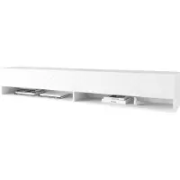 Minio , TV-Schrank, TV-Lowboard "ANNE", 180cm, stehend, hängend, LED, Front MDF Platte mit Herringbone Muster, weiße Farbe