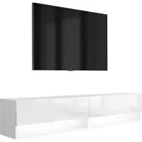 3Xeliving TV-Lowboard 170 cm Mattweiß / Hochglanzweiß, LED weiß, 170 × 32 × 34 cm