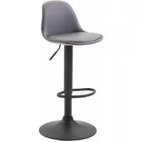 In And OutdoorMatch Barhocker Hildegard - Grau/Schwarz - Modernes Design - 1er Set - Rückenlehne - Fußstütze - Für Küche und Bar - Gepolsterte Sitzfläche - Kunstleder