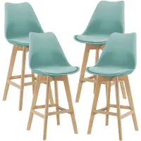 In And OutdoorMatch Barhocker Nora - 4er-Set - Kunstleder und Buche - 105 x 48 x 58 cm - Mint - Modernes Design