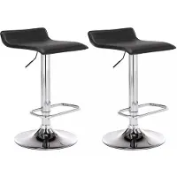In And OutdoorMatch Luxus Barhocker Liselot – Schwarz – Chrom – Modernes Design – 2er Set – Fußstütze – Für Küche und Bar – Gepolsterte Sitzgelegenheit – Kunstleder