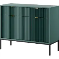 Minio , Kommode "NEVADA", 104 cm, schwarze Metallfüße, goldene Griffe, Grüne Farbe