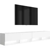 3Xeliving TV-Lowboard 200 (2 x 100) cm Mattweiß, LED weiß, 200 × 32 × 34 cm