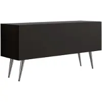3Xeliving TV-Schrank : Mattschwarz, Chrombeine, 100 x 52 x 32 cm