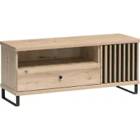 Minio , TV-Schränk "CALI 7", Lamellen, 124 cm, mit Metallbeine, Artisan Eiche / Schwarze Farbe