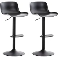 In And OutdoorMatch Luxus Barhocker Alexander - Schwarz - Modernes Design - Fußstütze - Für Küche und Bar - Sitzgelegenheit aus Kunststoff - 2er Set