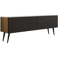 3Xeliving TV-Schrank : Wotan-Eiche / Mattschwarz, Schwarze Beine, 140 x 52 x 32 cm