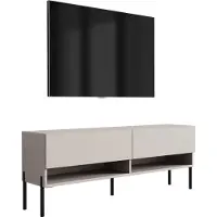 3Xeliving TV-Lowboard 140 cm Kaschmir, gerade schwarze Beine, 140 × 32 × 52 cm