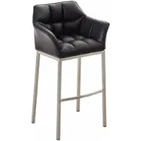 In And OutdoorMatch Barhocker Alexane - Schwarz - Kunstleder - Mit Rückenlehne und Armlehne - Ergonomisch - 1er-Set - Deluxe