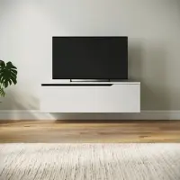 Sonni TV-Schrank weiß Hochglanz 100 x 35 x 30cm Ausgestattet mit RGB-Lichtleiste und Aufbewahrungsschrank Wandmontage möglich