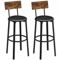In And OutdoorMatch Barhocker Lisa - Industrial - Barhocker mit Rückenlehne - Schwarz - 2er Set - 39x39x75cm