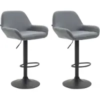 In And OutdoorMatch Luxus Barhocker Lillie - Grau - Schwarz - Deluxe Design - Rückenlehne - Fußstütze - Für Küche und Bar - Gepolsterte Sitzgelegenheit - 2er Set - Kunstleder