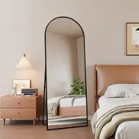 ProximaX Standspiegel 53 x 162 cm Ganzkörperspiegel Schwarz Aluminium Rahmen Spiegel Gewölbter Ankleidespiegel