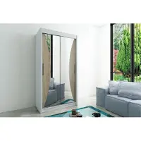 Minio Kleiderschränk 120 cm MONACO Weiß / Sonoma Eiche