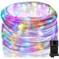 Rosikey 20M Led Lichterkette Strom, Wasserdicht 8 Modi PVC Lichtschlauch Garten Balkon Party Deko, Bunt