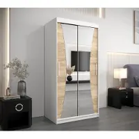 Minio Kleiderschränk 100 cm MONACO Weiß / Sonoma Eiche