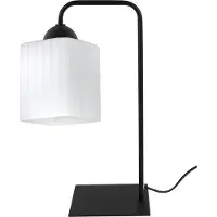 Light11 HOME Tischleuchte Riffle Schwarz 1-flammig Glas Weiß Würfel E27